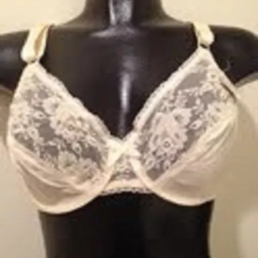 Mary Jane Ivory Unlined Sexy Lace Underwire Bra Clearance Sale NWT 34D,38E.40E
